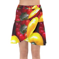 Colorful Capsicum Wrap Front Skirt by Sparkle