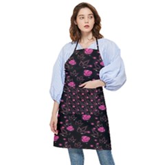 Pink Glowing Flowers Pocket Apron by Sparkle