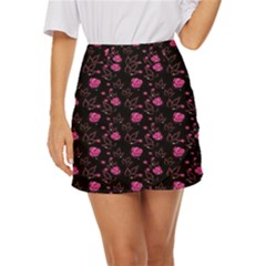 Pink Glowing Flowers Mini Front Wrap Skirt by Sparkle