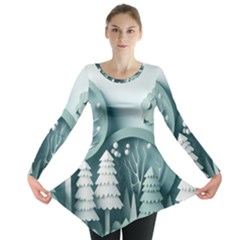 Background Christmas Winter Holiday Background Long Sleeve Tunic  by Ravend