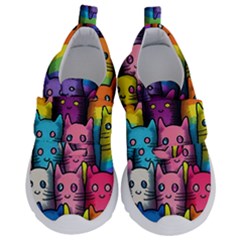 Cats Rainbow Pattern Colorful Feline Pets Kids  Velcro No Lace Shoes by Ravend