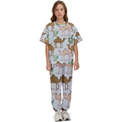 Camels-cactus-desert-pattern Kids  Tee And Pants Sports Set by Salman4z