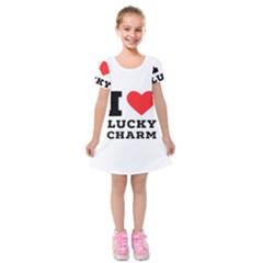 I Love Lucky Charm Kids  Short Sleeve Velvet Dress by ilovewhateva