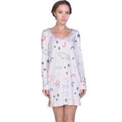 Spaceship Pattern Star Long Sleeve Nightdress by danenraven