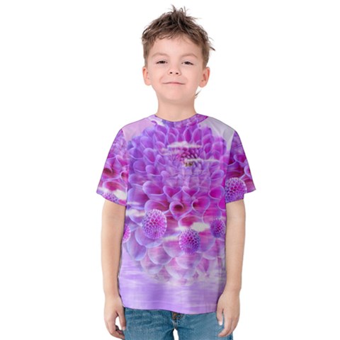 Dahlia Blossom Bloom Dahlias Fall Kids  Cotton Tee by danenraven