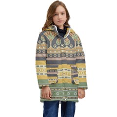 Seamless-pattern-egyptian-ornament-with-lotus-flower Kids  Hooded Longline Puffer Jacket by Salman4z