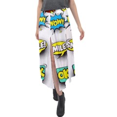 Set-colorful-comic-speech-bubbles Velour Split Maxi Skirt by Salman4z