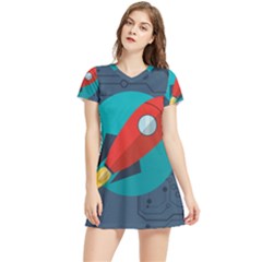 Rocket-with-science-related-icons-image Women s Sports Skirt by Salman4z