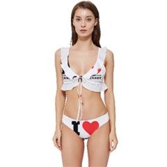 I Love Pumpkin Candy Low Cut Ruffle Edge Bikini Set by ilovewhateva