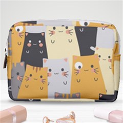 Seamless-pattern-cute-cat-cartoons Make Up Pouch (medium) by Salman4z