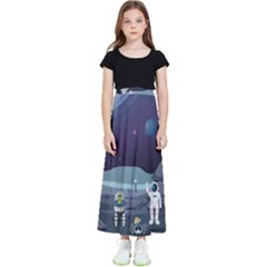 Alien-astronaut-scene Kids  Flared Maxi Skirt by Salman4z