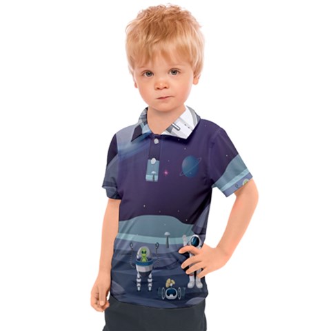 Alien-astronaut-scene Kids  Polo Tee by Salman4z