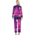 Egyptian-pyramids-night-landscape-cartoon Womens  Long Sleeve Velvet Pocket Pajamas Set View2