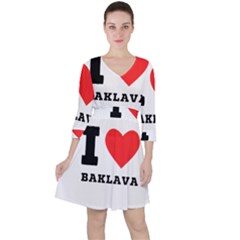 I Love Baklava Quarter Sleeve Ruffle Waist Dress by ilovewhateva