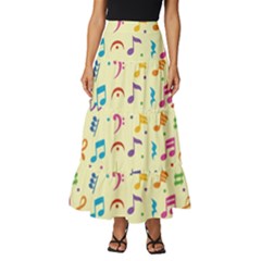 Seamless-pattern-musical-note-doodle-symbol Tiered Ruffle Maxi Skirt by Salman4z