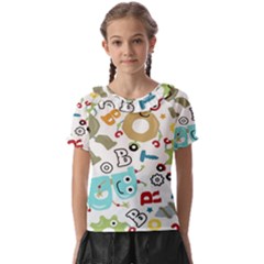 Seamless-pattern-vector-with-funny-robots-cartoon Kids  Frill Chiffon Blouse by Salman4z