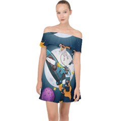 Spaceship-astronaut-space Off Shoulder Chiffon Dress by Salman4z