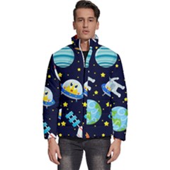 Space-seamless-pattern   - Men s Puffer Bubble Jacket Coat by Salman4z