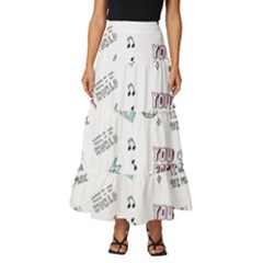 Music-themed-doodle-seamless-background Tiered Ruffle Maxi Skirt by Salman4z