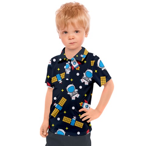 Seamless-adventure-space-vector-pattern-background Kids  Polo Tee by Salman4z