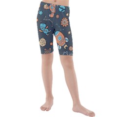 Space-seamless-pattern Kids  Mid Length Swim Shorts by Salman4z