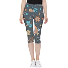 Space-seamless-pattern Inside Out Lightweight Velour Capri Leggings  by Salman4z