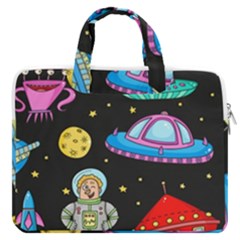 Seamless-pattern-with-space-objects-ufo-rockets-aliens-hand-drawn-elements-space Macbook Pro 13  Double Pocket Laptop Bag by Salman4z