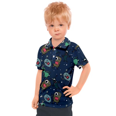 Monster-alien-pattern-seamless-background Kids  Polo Tee by Salman4z