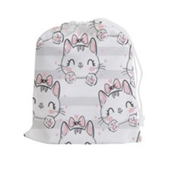 Cat-with-bow-pattern Drawstring Pouch (2xl) by Salman4z