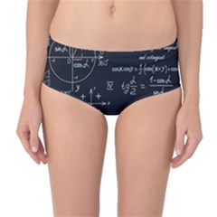 Mathematical-seamless-pattern-with-geometric-shapes-formulas Mid-waist Bikini Bottoms by Salman4z