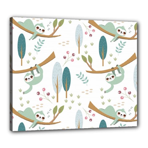 Pattern-sloth-woodland Canvas 24  X 20  (stretched) by Salman4z