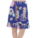 Hand-drawn-cute-sloth-pattern-background Fishtail Chiffon Skirt View1