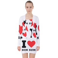 I Love Dim Sum V-neck Bodycon Long Sleeve Dress by ilovewhateva