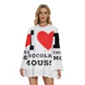I love chocolate mousse Round Neck Long Sleeve Bohemian Style Chiffon Mini Dress View1