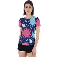 Seamless-pattern-microbes-virus-vector-illustration Back Cut Out Sport Tee by Salman4z