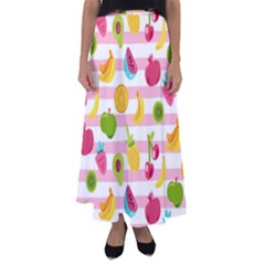 Tropical-fruits-berries-seamless-pattern Flared Maxi Skirt by Salman4z