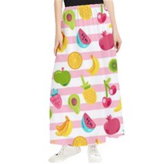 Tropical-fruits-berries-seamless-pattern Maxi Chiffon Skirt by Salman4z