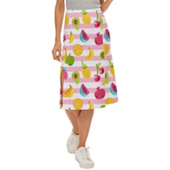 Tropical-fruits-berries-seamless-pattern Midi Panel Skirt by Salman4z