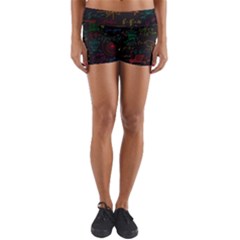 Mathematical-colorful-formulas-drawn-by-hand-black-chalkboard Yoga Shorts by Salman4z