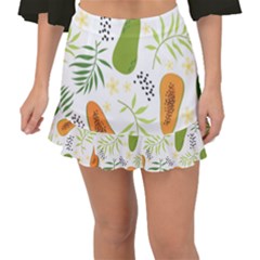 Seamless-tropical-pattern-with-papaya Fishtail Mini Chiffon Skirt by Salman4z