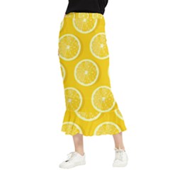 Lemon-fruits-slice-seamless-pattern Maxi Fishtail Chiffon Skirt by Salman4z