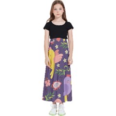 Exotic-seamless-pattern-with-parrots-fruits Kids  Flared Maxi Skirt by Salman4z