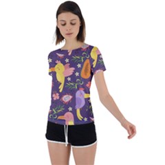 Exotic-seamless-pattern-with-parrots-fruits Back Circle Cutout Sports Tee by Salman4z