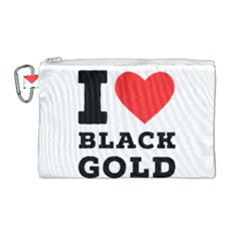 I Love Black Gold Canvas Cosmetic Bag (large) by ilovewhateva