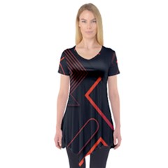 Gradient-geometric-shapes-dark-background-design Short Sleeve Tunic  by Salman4z