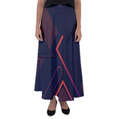 Gradient-geometric-shapes-dark-background-design Flared Maxi Skirt by Salman4z