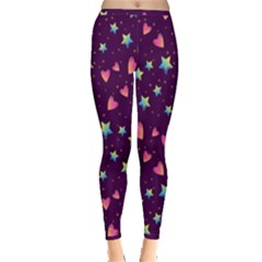 Colorful-stars-hearts-seamless-vector-pattern Inside Out Leggings by Salman4z