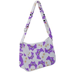 Purple-owl-pattern-background Zip Up Shoulder Bag by Salman4z