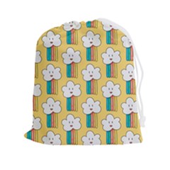 Smile-cloud-rainbow-pattern-yellow Drawstring Pouch (2xl) by Salman4z