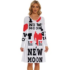 I Love New Moon Long Sleeve Dress With Pocket by ilovewhateva